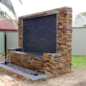Stacked Stone Water Feature with Spill Way