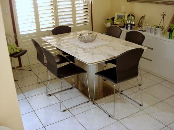 Stainless Steel and Marble DiningTable