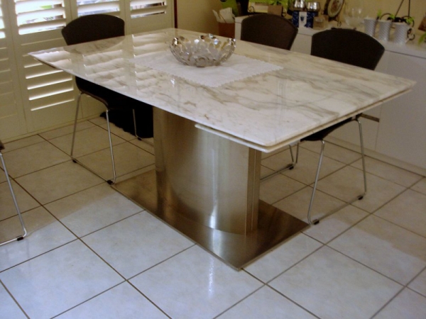 Stainless Steel and Marble DiningTable