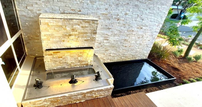 View of Stacked Stone Wall With Sheer Descent 2 | Focal Point Water Features